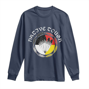 Native Tough Long Sleeve Shirt Indian American Medicine Wheel Feathers TS11 Navy Print Your Wear