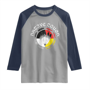 Native Tough Raglan Shirt Indian American Medicine Wheel Feathers TS11 Sport Gray Navy Print Your Wear