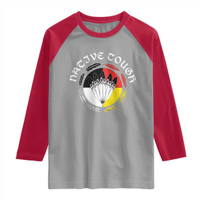 Native Tough Raglan Shirt Indian American Medicine Wheel Feathers TS11 Sport Gray Red Print Your Wear