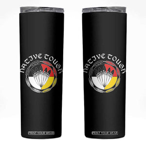Native Tough Skinny Tumbler Indian American Medicine Wheel Feathers TS11 Black Print Your Wear