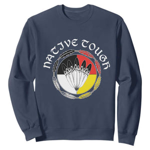 Native Tough Sweatshirt Indian American Medicine Wheel Feathers TS11 Navy Print Your Wear