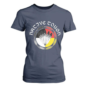 Native Tough T Shirt For Women Indian American Medicine Wheel Feathers TS11 Navy Print Your Wear