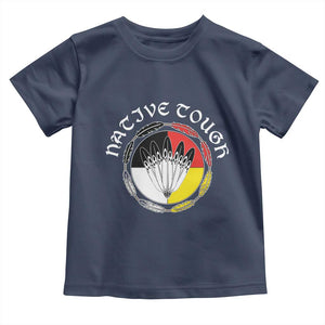 Native Tough Toddler T Shirt Indian American Medicine Wheel Feathers TS11 Navy Print Your Wear