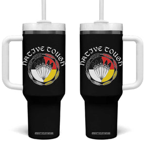 Native Tough Tumbler With Handle Indian American Medicine Wheel Feathers TS11 One Size: 40 oz Black Print Your Wear