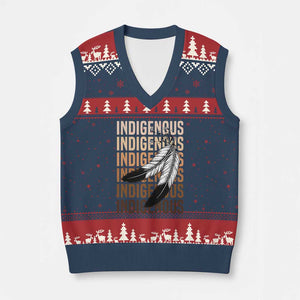 Indigenous Pride V-Neck Knit Sweater Vest Native American Heritage Feathers Dreamcatcher TS11 Navy Red Print Your Wear