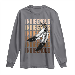 Indigenous Pride Long Sleeve Shirt Native American Heritage Feathers Dreamcatcher TS11 Charcoal Print Your Wear