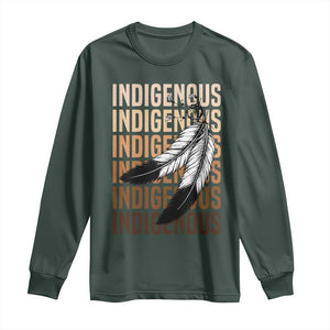 Indigenous Pride Long Sleeve Shirt Native American Heritage Feathers Dreamcatcher TS11 Dark Forest Green Print Your Wear