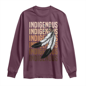 Indigenous Pride Long Sleeve Shirt Native American Heritage Feathers Dreamcatcher TS11 Maroon Print Your Wear
