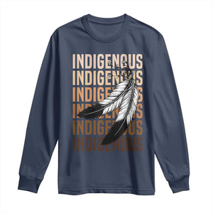 Indigenous Pride Long Sleeve Shirt Native American Heritage Feathers Dreamcatcher TS11 Navy Print Your Wear