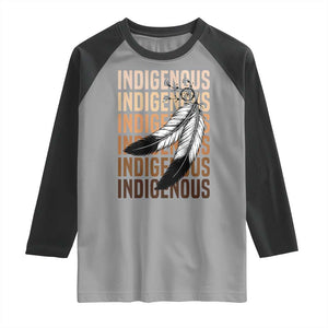 Indigenous Pride Raglan Shirt Native American Heritage Feathers Dreamcatcher TS11 Sport Gray Black Print Your Wear