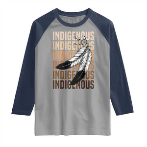 Indigenous Pride Raglan Shirt Native American Heritage Feathers Dreamcatcher TS11 Sport Gray Navy Print Your Wear