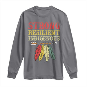 Native American Strong Resilient Indigenous Long Sleeve Shirt Retro Vintage Feathers TS11 Charcoal Print Your Wear