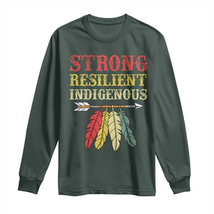 Native American Strong Resilient Indigenous Long Sleeve Shirt Retro Vintage Feathers TS11 Dark Forest Green Print Your Wear