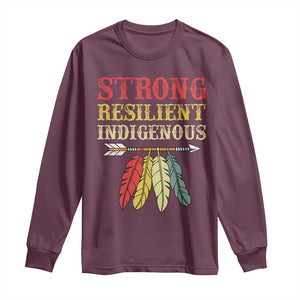 Native American Strong Resilient Indigenous Long Sleeve Shirt Retro Vintage Feathers TS11 Maroon Print Your Wear