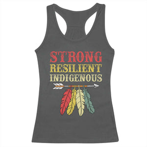 Native American Strong Resilient Indigenous Racerback Tank Top Retro Vintage Feathers TS11 Dark Heather Print Your Wear