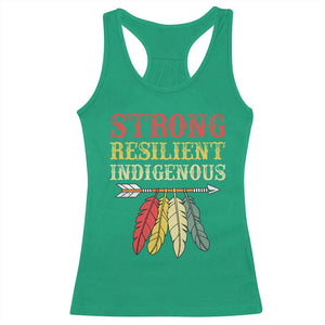 Native American Strong Resilient Indigenous Racerback Tank Top Retro Vintage Feathers TS11 Irish Green Print Your Wear