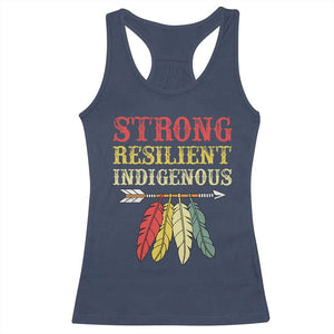 Native American Strong Resilient Indigenous Racerback Tank Top Retro Vintage Feathers TS11 Navy Print Your Wear