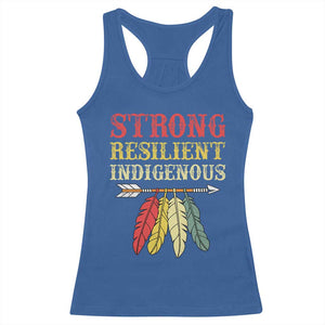 Native American Strong Resilient Indigenous Racerback Tank Top Retro Vintage Feathers TS11 Royal Blue Print Your Wear