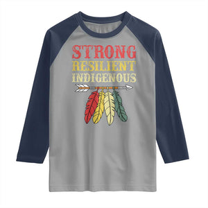 Native American Strong Resilient Indigenous Raglan Shirt Retro Vintage Feathers TS11 Sport Gray Navy Print Your Wear