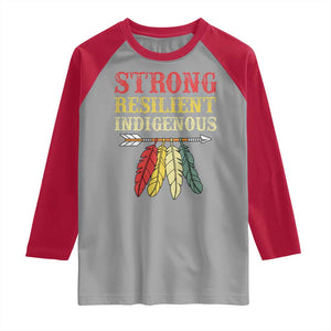 Native American Strong Resilient Indigenous Raglan Shirt Retro Vintage Feathers TS11 Sport Gray Red Print Your Wear