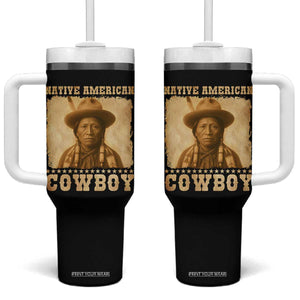 Native American Cowboy Tumbler With Handle Vintage Western Country Portrait TS11 One Size: 40 oz Black Print Your Wear