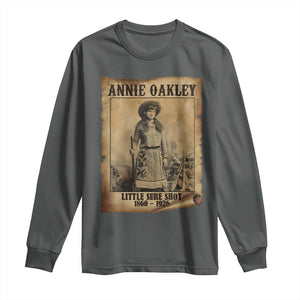 Annie Oakley Long Sleeve Shirt Little Sure Shot The Legendary Cowgirl TS11 Dark Heather Print Your Wear
