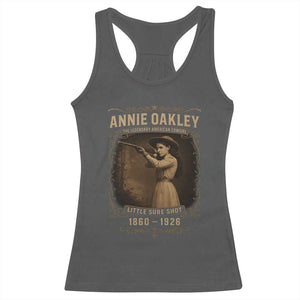 Annie Oakley Racerback Tank Top Little Sure Shot The Legendary American Cowgirl TS11 Dark Heather Print Your Wear