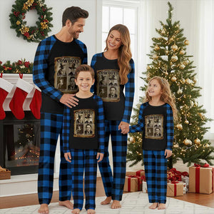 Native American Cowboy Legends Plaid Pajama Set Vintage Western Rodeo
