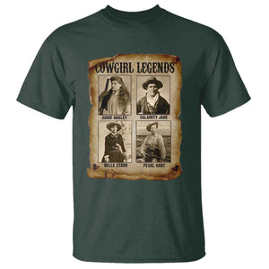 Cowgirl Legends T Shirt Vintage Legendary American Old West TS11 Dark Forest Green Print Your Wear