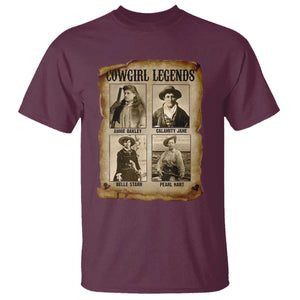 Cowgirl Legends T Shirt Vintage Legendary American Old West TS11 Maroon Print Your Wear