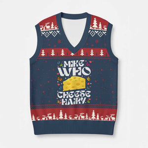 Funny Mike Who Cheese Hairy V-Neck Knit Sweater Vest Inappropriate Adult Humor TS11 Navy Red Print Your Wear