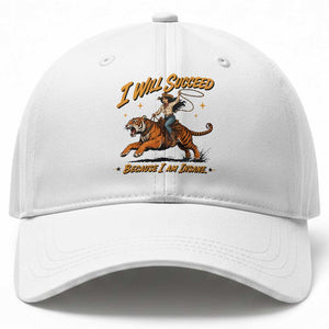 I Will Succeed Because I Am Insane Funny Cowgirl Riding Tiger Baseball Cap TS11 Print Your Wear