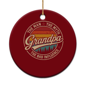 Grandpa The Man The Myth The Bad Influence Ceramic Ornament Retro Forest Father's Day