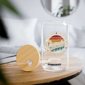 Grandpa The Man The Myth The Bad Influence Glass Can Retro Forest Father's Day
