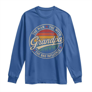 Grandpa The Man The Myth The Bad Influence Long Sleeve Shirt Retro Forest Father's Day