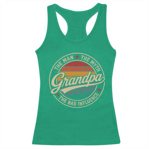 Grandpa The Man The Myth The Bad Influence Racerback Tank Top Retro Forest Father's Day