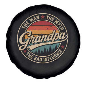 Grandpa The Man The Myth The Bad Influence Spare Tire Cover Retro Forest Father's Day
