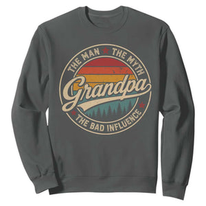 Grandpa The Man The Myth The Bad Influence Sweatshirt Retro Forest Father's Day