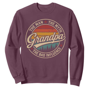 Grandpa The Man The Myth The Bad Influence Sweatshirt Retro Forest Father's Day