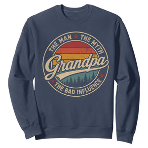 Grandpa The Man The Myth The Bad Influence Sweatshirt Retro Forest Father's Day