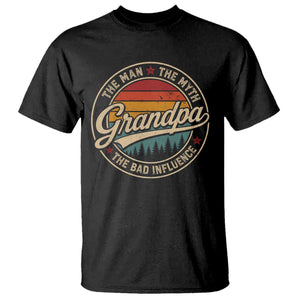 Grandpa The Man The Myth The Bad Influence T Shirt Retro Forest Father's Day