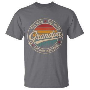 Grandpa The Man The Myth The Bad Influence T Shirt Retro Forest Father's Day