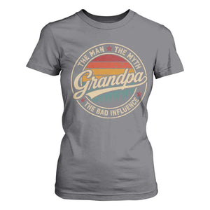 Grandpa The Man The Myth The Bad Influence T Shirt For Women Retro Forest Father's Day