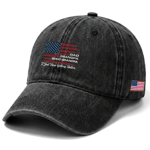 Dad Grandpa Great Grandpa I Just Keep Getting Better Washed Cotton Baseball Cap Vintage American Flag Father's Day