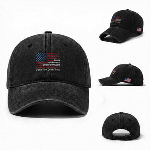 Dad Grandpa Great Grandpa I Just Keep Getting Better Washed Cotton Baseball Cap Vintage American Flag Father's Day
