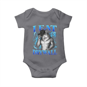 I Eat Drywall Funny Alpha Wolf Baby Onesie Stupid Brainrot Meme Edging Werewolf Boootleg Graphic