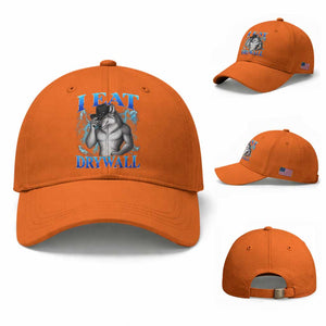 I Eat Drywall Funny Alpha Wolf Baseball Cap Stupid Brainrot Meme Edging Werewolf Boootleg Graphic