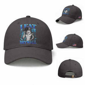 I Eat Drywall Funny Alpha Wolf Baseball Cap Stupid Brainrot Meme Edging Werewolf Boootleg Graphic