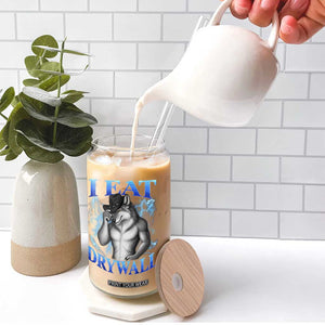 I Eat Drywall Funny Alpha Wolf Glass Can Stupid Brainrot Meme Edging Werewolf Boootleg Graphic