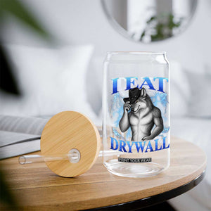 I Eat Drywall Funny Alpha Wolf Glass Can Stupid Brainrot Meme Edging Werewolf Boootleg Graphic